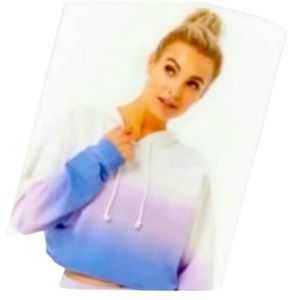 L | Purple Ombré Crop Hoodie